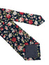 Navy with pink peony rose flower floral design cotton neck-tie